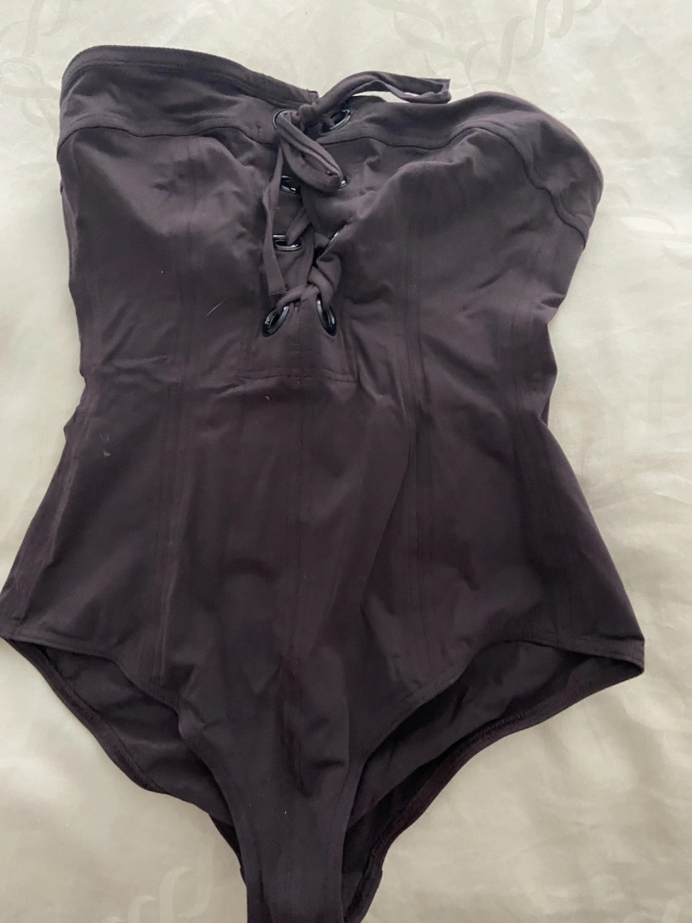Eres strapless lace up brown bathing suit